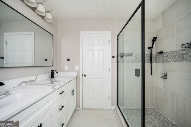 3230 Deer Valley Dr NW, Acworth, GA 30101 - full bath with a shower stall, double vanity, and tile patterned floors