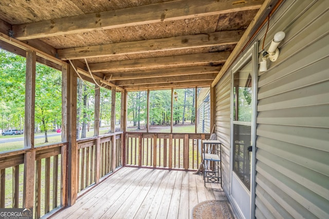 view of unfurnished sunroom