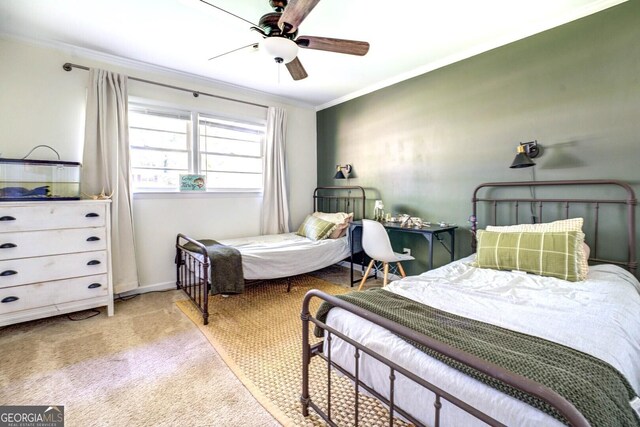 5327 David Cir SE, Covington, GA 30014 - bedroom featuring ornamental molding, carpet floors, and ceiling fan
