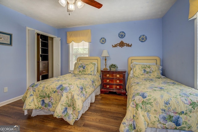2787 Turtle Cove Trwy, Monticello, GA 31064 - bedroom featuring wood finished floors, ceiling fan, baseboards, and a closet