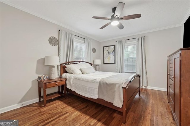 2586 Valley Stream Dr, Atlanta, GA 30360 - bedroom featuring wood finished floors, crown molding, and a ceiling fan