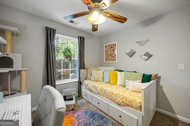268 Cottonwood Creek Cir, Canton, GA 30114 - bedroom with visible vents, baseboards, carpet floors, and ceiling fan