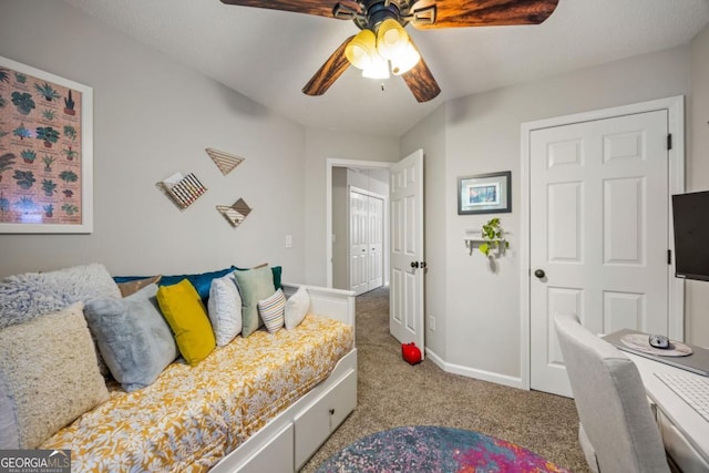 268 Cottonwood Creek Cir, Canton, GA 30114 - bedroom featuring carpet floors, a ceiling fan, and baseboards