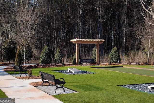 view of community featuring a lawn
