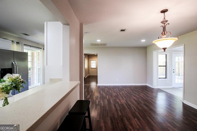 5034 W Ga Highway 292, Collins, GA 30421 - interior space with recessed lighting, baseboards, visible vents, and dark wood-type flooring