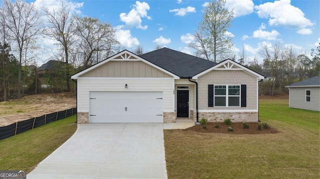 1406 Adirondac Way, Bonaire, GA 31005 - craftsman-style home with fence, concrete driveway, a front yard, and a garage