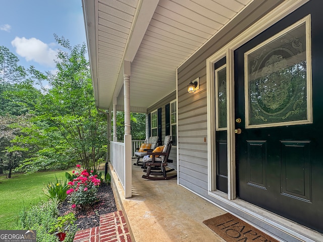 view of patio with a porch