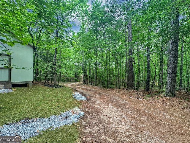 view of road with a view of trees