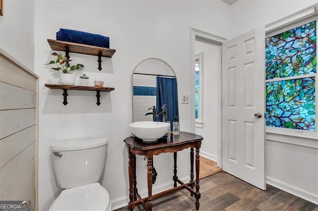 143 Navajo Trl, Rydal, GA 30171 - full bathroom featuring wood finished floors, toilet, a sink, and baseboards