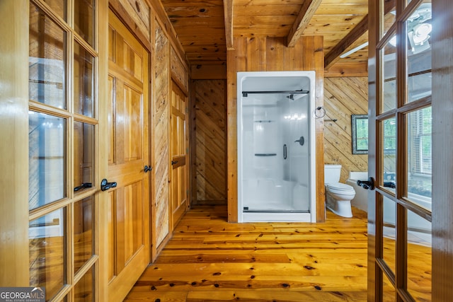 339 Ben Loudermilk Rd, Mount Airy, GA 30563 - full bath with wood ceiling, wood walls, and wood-type flooring