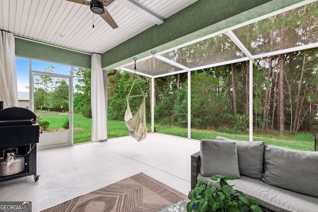 107 Amanda Trce, Kingsland, GA 31548 - view of patio with a ceiling fan, glass enclosure, and area for grilling