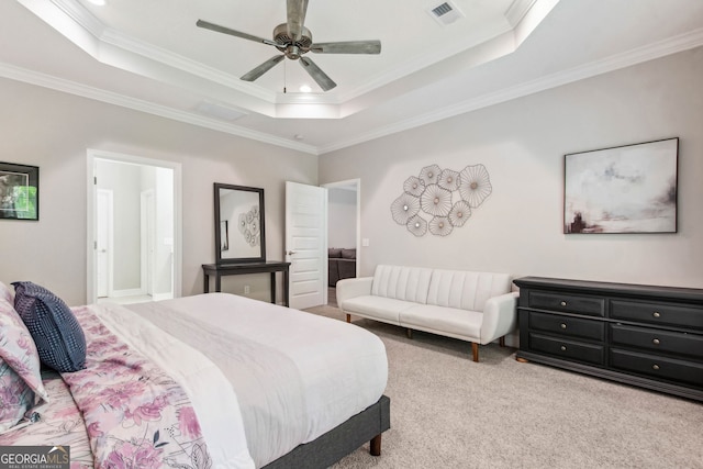 107 Amanda Trce, Kingsland, GA 31548 - carpeted bedroom with a tray ceiling, ornamental molding, ceiling fan, and recessed lighting