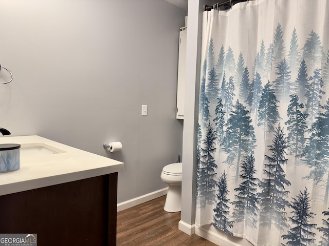 1685 Ridgeway Rd, Lafayette, GA 30728 - bathroom with vanity, wood finished floors, and a shower with curtain
