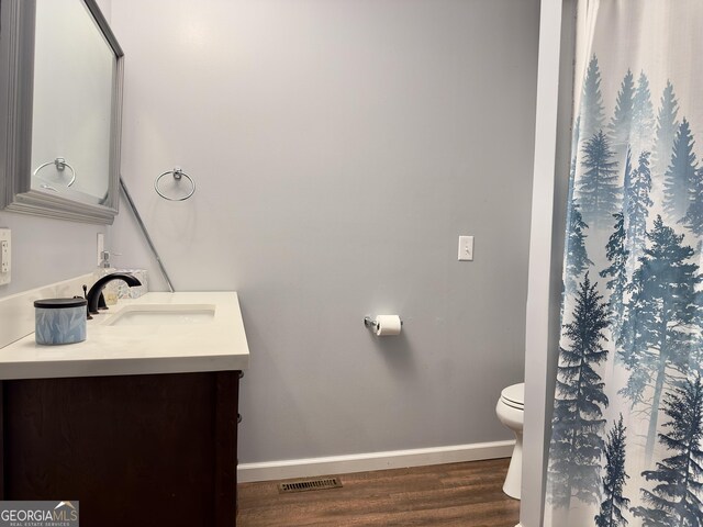 1685 Ridgeway Rd, Lafayette, GA 30728 - full bathroom with vanity, wood finished floors, and a shower with shower curtain