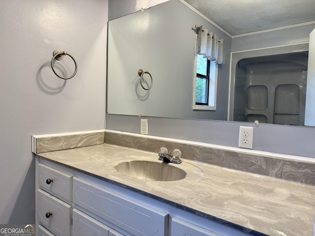 1685 Ridgeway Rd, Lafayette, GA 30728 - bathroom featuring vanity, ornamental molding, and a textured ceiling