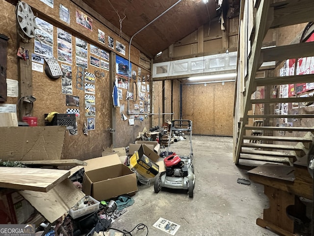 1685 Ridgeway Rd, Lafayette, GA 30728 - misc room featuring a workshop area, concrete floors, and lofted ceiling