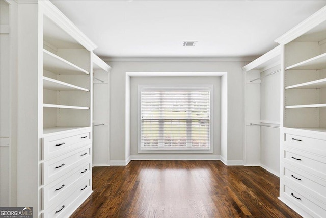 135 Broadleaf Dr, Macon, GA 31210 - walk in closet featuring dark wood finished floors and visible vents