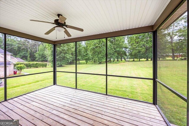 135 Broadleaf Dr, Macon, GA 31210 - unfurnished sunroom with plenty of natural light and a ceiling fan