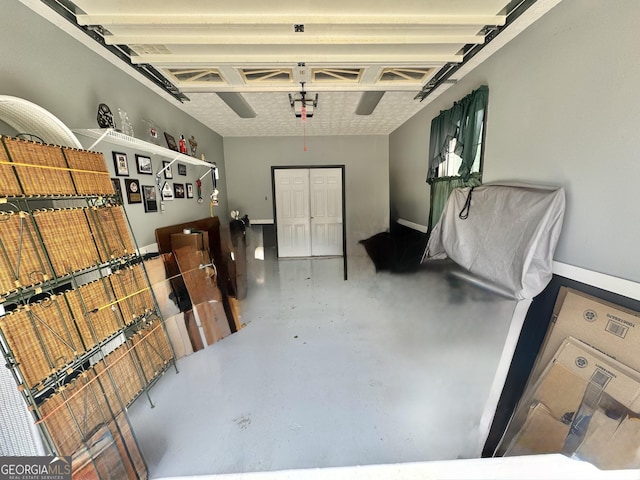 garage with a garage door opener