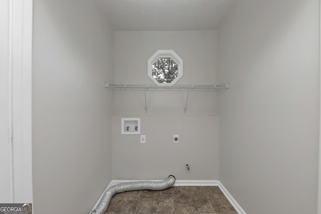 laundry room with washer hookup, baseboards, hookup for an electric dryer, and laundry area