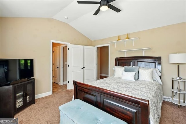 245 Tapestry Dr, Mcdonough, GA 30252 - bedroom with baseboards, carpet, and lofted ceiling