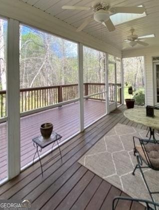 sunroom / solarium with plenty of natural light and a ceiling fan