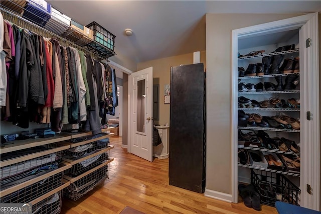 spacious closet featuring light wood finished floors