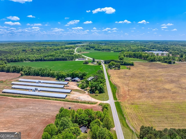aerial view with a rural view