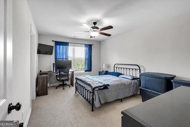 4575 Birch Way, Loganville, GA 30052 - bedroom with an office area, carpet, and ceiling fan