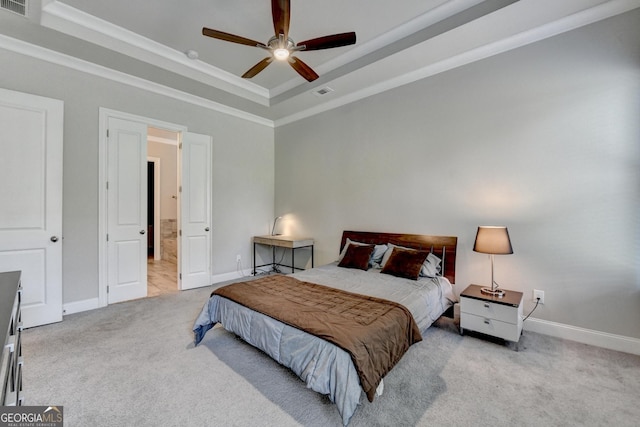919 Olmsted Ln, Johns Creek, GA 30097 - bedroom with carpet, visible vents, baseboards, and a raised ceiling