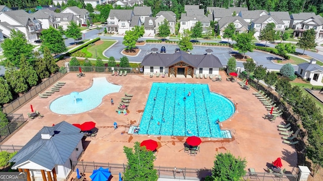 919 Olmsted Ln, Johns Creek, GA 30097 - pool featuring fence, a residential view, and a patio