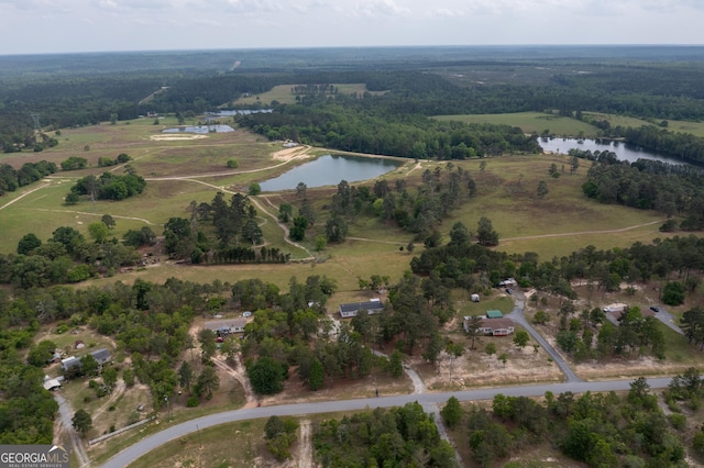 bird's eye view with a water view and a rural view