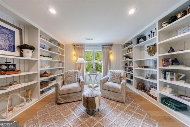 4500 Candacraig, Alpharetta, GA 30022 - living area with visible vents, wood finished floors, and built in shelves