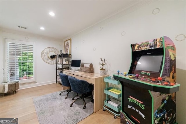 4500 Candacraig, Alpharetta, GA 30022 - office space with wood finished floors, ornamental molding, visible vents, recessed lighting, and baseboards
