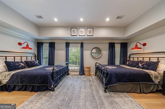 4500 Candacraig, Alpharetta, GA 30022 - bedroom featuring recessed lighting, visible vents, and wood finished floors
