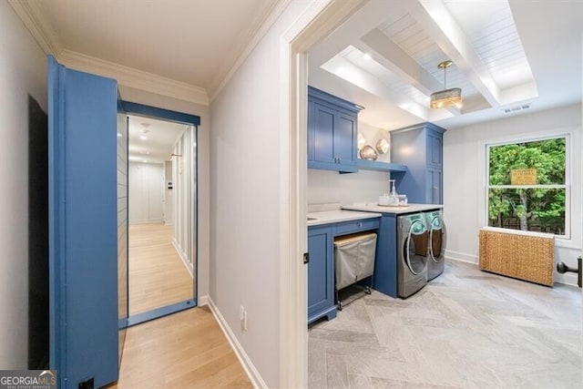 4500 Candacraig, Alpharetta, GA 30022 - washroom featuring washer and clothes dryer, cabinet space, baseboards, and visible vents