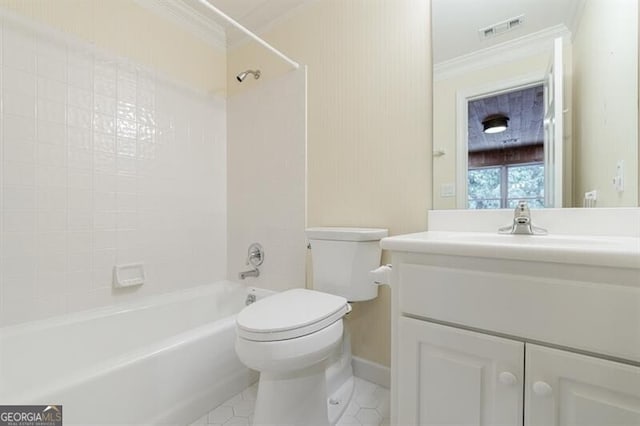 4500 Candacraig, Alpharetta, GA 30022 - full bath with crown molding, visible vents,  shower combination, and vanity