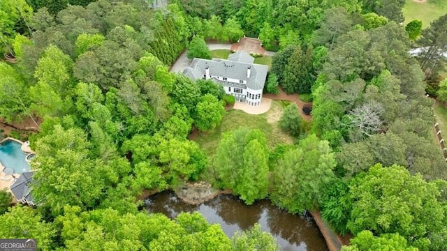 4500 Candacraig, Alpharetta, GA 30022 - drone / aerial view featuring a water view and a forest view