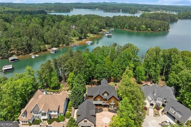 4290 Bobbins Way, Cumming, GA 30041 - view from above of property featuring a heavily wooded area and a nearby body of water