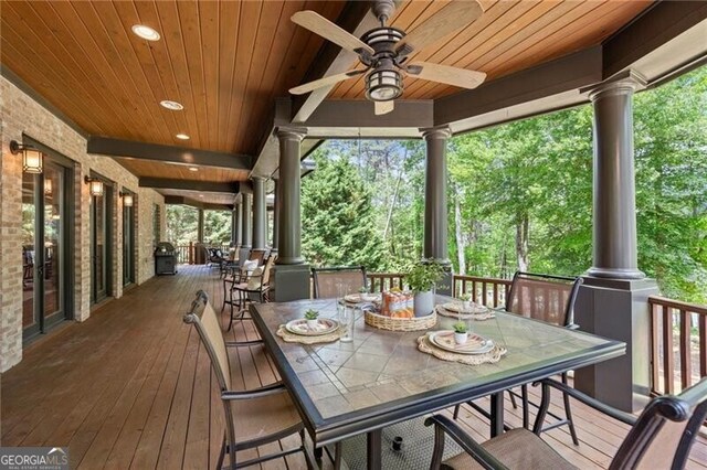 4290 Bobbins Way, Cumming, GA 30041 - deck featuring a ceiling fan and outdoor dining area