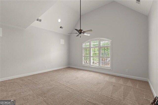 4290 Bobbins Way, Cumming, GA 30041 - carpeted spare room with a ceiling fan and high vaulted ceiling