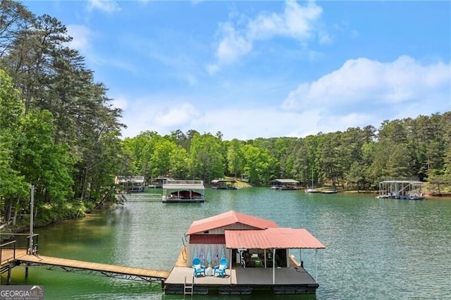 4290 Bobbins Way, Cumming, GA 30041 - dock area featuring a water view and a forest view