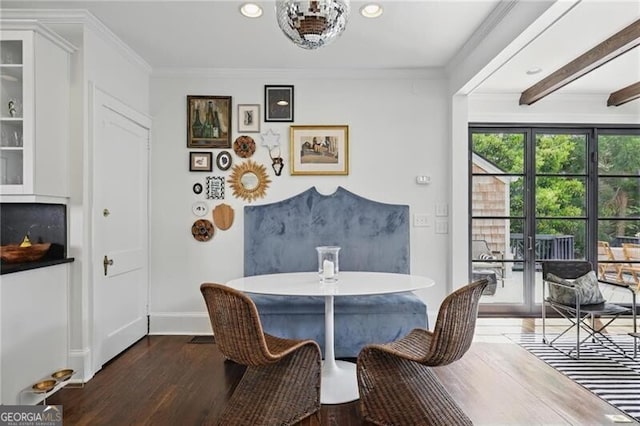 820 Wilson Rd NW, Atlanta, GA 30318 - dining room featuring baseboards, ornamental molding, recessed lighting, and wood finished floors