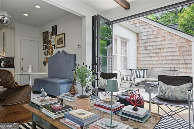 820 Wilson Rd NW, Atlanta, GA 30318 - interior space featuring crown molding, recessed lighting, and wood finished floors