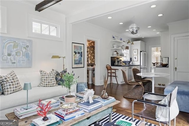 820 Wilson Rd NW, Atlanta, GA 30318 - living area featuring crown molding and recessed lighting
