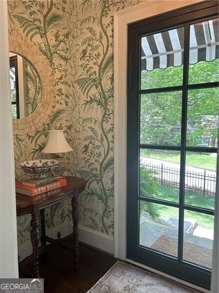 820 Wilson Rd NW, Atlanta, GA 30318 - doorway featuring baseboards and wallpapered walls