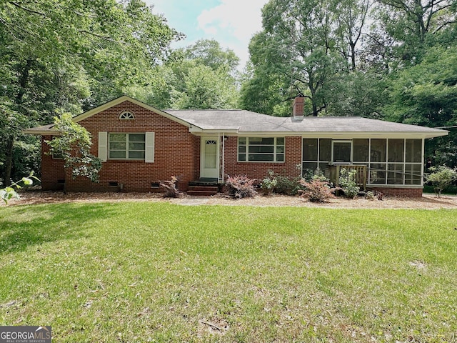 861 Ga Highway 87 N, Cochran, GA 31014 - ranch-style house with a sunroom, crawl space, a chimney, a front yard, and entry steps