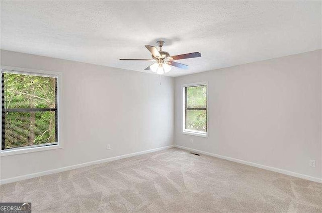 unfurnished room with light colored carpet and a healthy amount of sunlight