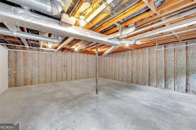 view of unfinished basement