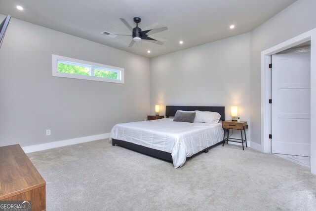 419 Mcinnes Cir SE, Marietta, GA 30060 - bedroom with carpet floors, recessed lighting, baseboards, and ceiling fan